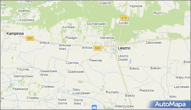 mapa Grądki gmina Leszno, Grądki gmina Leszno na mapie Targeo