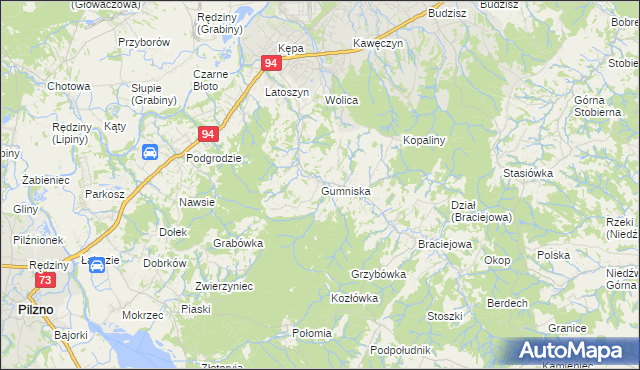 mapa Gumniska gmina Dębica, Gumniska gmina Dębica na mapie Targeo