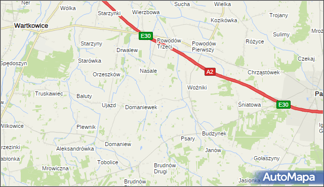 mapa Idzikowice gmina Dalików, Idzikowice gmina Dalików na mapie Targeo