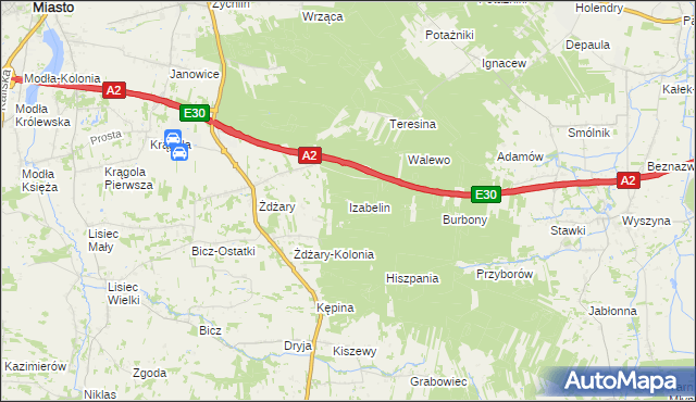 mapa Izabelin gmina Krzymów, Izabelin gmina Krzymów na mapie Targeo
