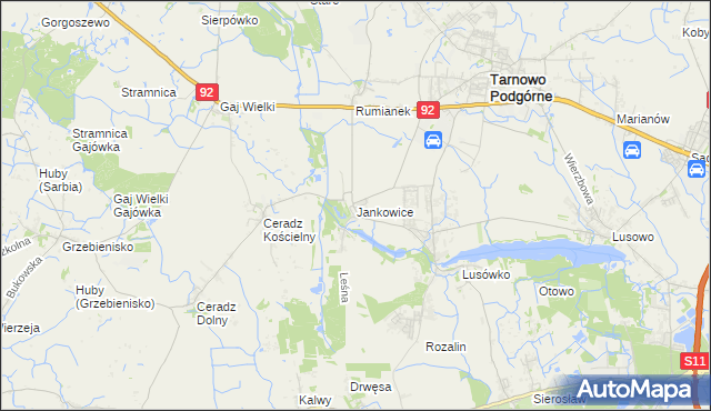 mapa Jankowice gmina Tarnowo Podgórne, Jankowice gmina Tarnowo Podgórne na mapie Targeo