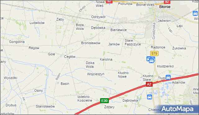 mapa Karolina gmina Baranów, Karolina gmina Baranów na mapie Targeo