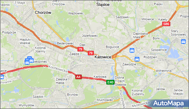 mapa Katowic, Katowice na mapie Targeo