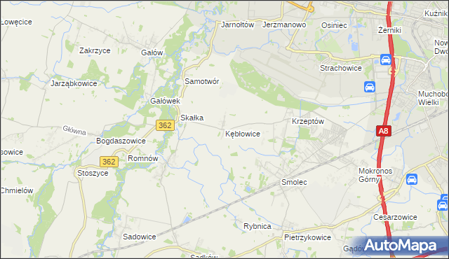 mapa Kębłowice gmina Kąty Wrocławskie, Kębłowice gmina Kąty Wrocławskie na mapie Targeo