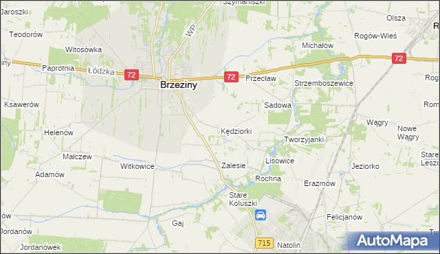 mapa Kędziorki, Kędziorki na mapie Targeo