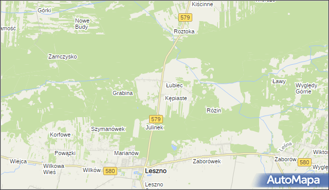 mapa Kępiaste gmina Leszno, Kępiaste gmina Leszno na mapie Targeo