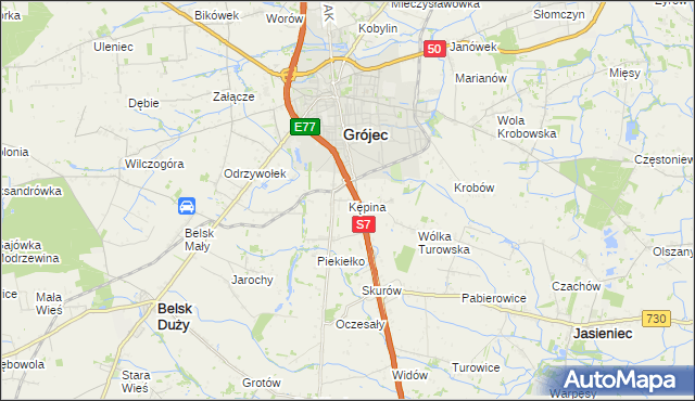 mapa Kępina gmina Grójec, Kępina gmina Grójec na mapie Targeo