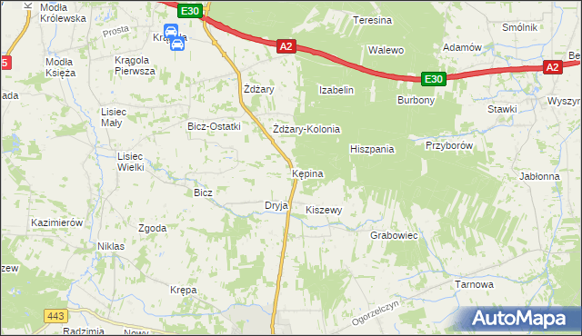 mapa Kępina gmina Tuliszków, Kępina gmina Tuliszków na mapie Targeo