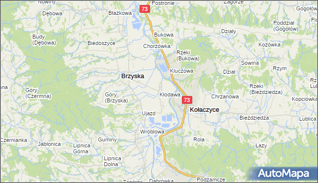 mapa Kłodawa gmina Brzyska, Kłodawa gmina Brzyska na mapie Targeo