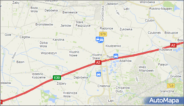 mapa Kłudno Stare, Kłudno Stare na mapie Targeo