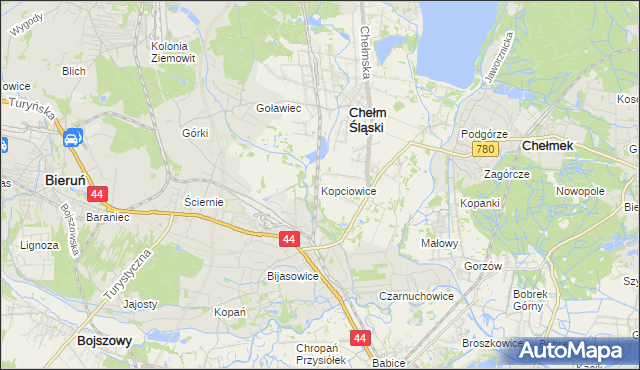 mapa Kopciowice, Kopciowice na mapie Targeo