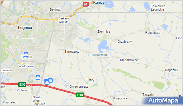 mapa Koskowice, Koskowice na mapie Targeo