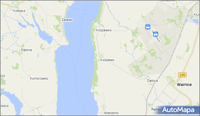 mapa Koszewo gmina Stargard, Koszewo gmina Stargard na mapie Targeo