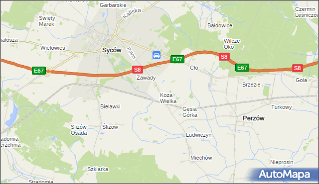 mapa Koza Wielka, Koza Wielka na mapie Targeo