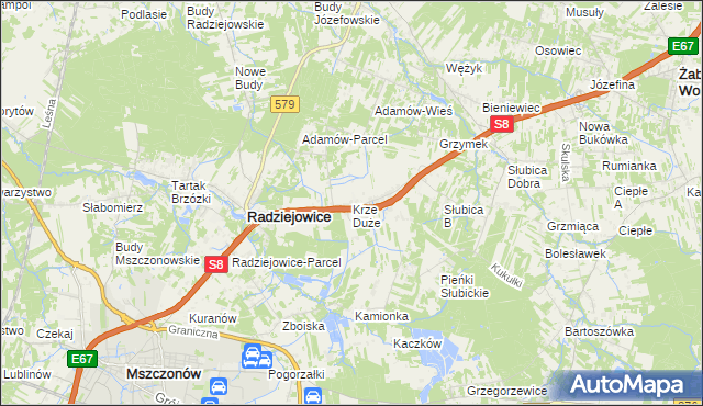 mapa Krze Duże, Krze Duże na mapie Targeo