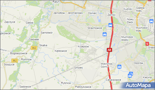 mapa Krzeptów, Krzeptów na mapie Targeo