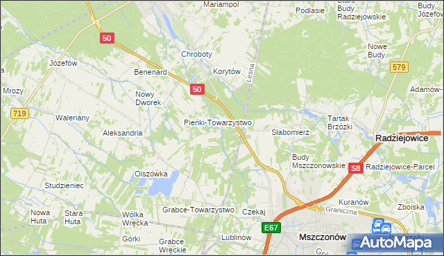 mapa Krzyżówka gmina Radziejowice, Krzyżówka gmina Radziejowice na mapie Targeo