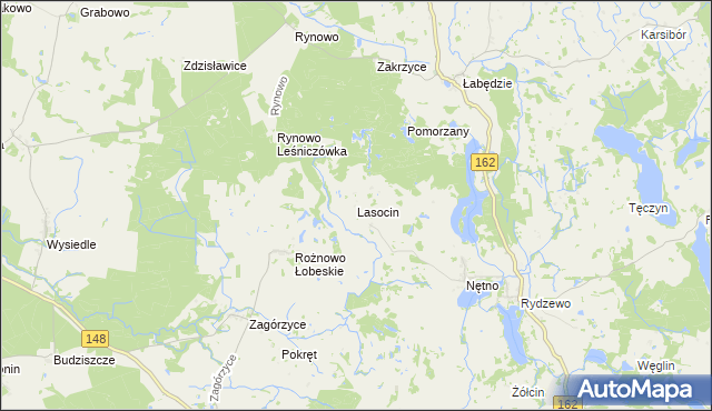 mapa Lasocin gmina Drawsko Pomorskie, Lasocin gmina Drawsko Pomorskie na mapie Targeo