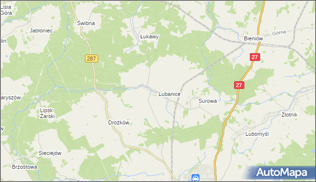 mapa Lubanice, Lubanice na mapie Targeo