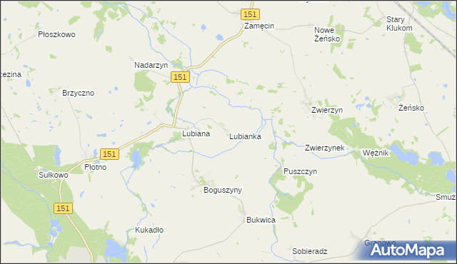 mapa Lubianka gmina Pełczyce, Lubianka gmina Pełczyce na mapie Targeo