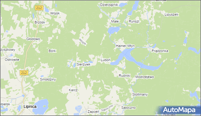 mapa Luboń gmina Lipnica, Luboń gmina Lipnica na mapie Targeo