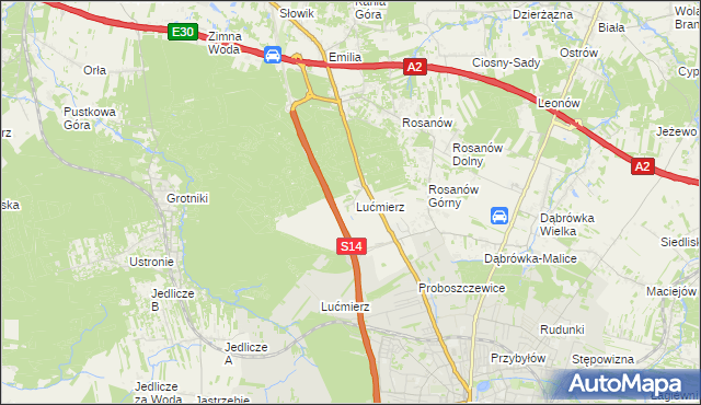 mapa Lućmierz-Ośrodek, Lućmierz-Ośrodek na mapie Targeo