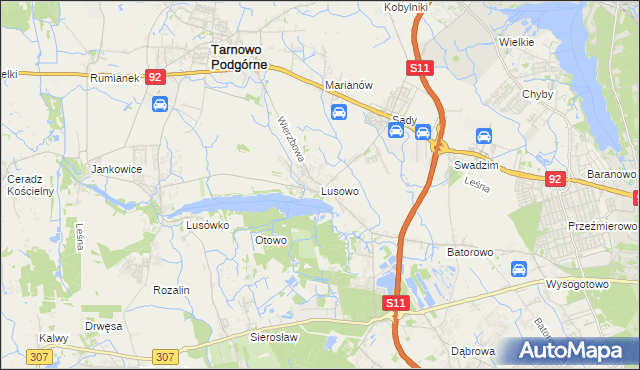 mapa Lusowo, Lusowo na mapie Targeo