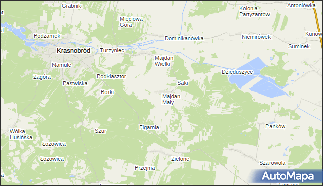 mapa Majdan Mały, Majdan Mały na mapie Targeo