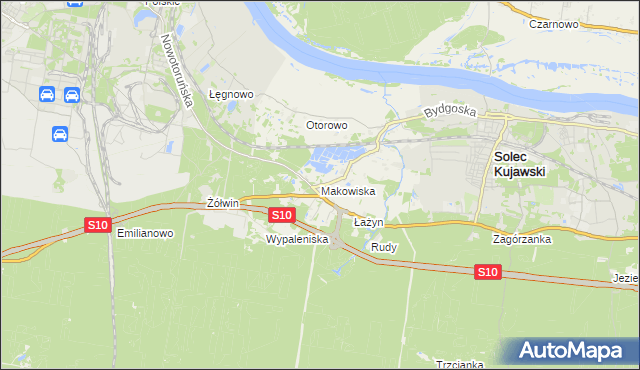 mapa Makowiska gmina Solec Kujawski, Makowiska gmina Solec Kujawski na mapie Targeo