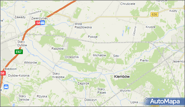 mapa Michałów gmina Klembów, Michałów gmina Klembów na mapie Targeo