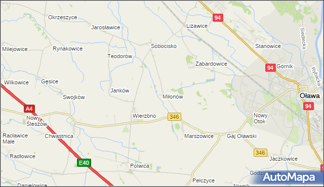 mapa Miłonów, Miłonów na mapie Targeo