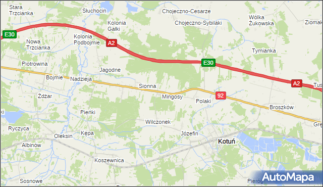 mapa Mingosy, Mingosy na mapie Targeo