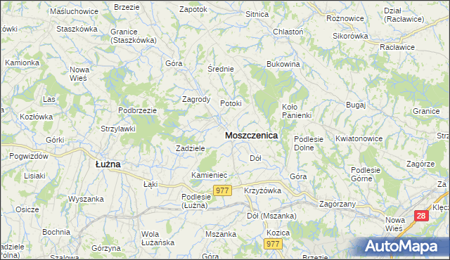 mapa Moszczenica powiat gorlicki, Moszczenica powiat gorlicki na mapie Targeo