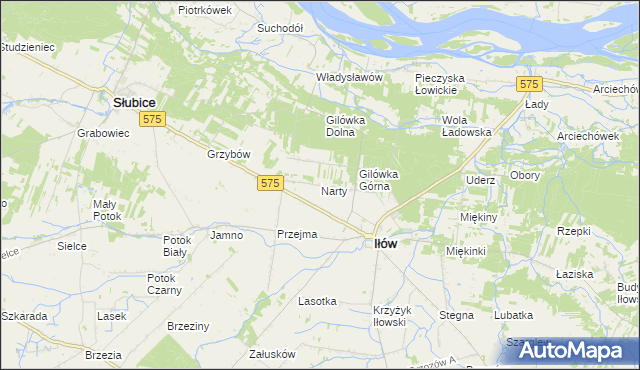 mapa Narty gmina Iłów, Narty gmina Iłów na mapie Targeo