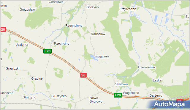 mapa Nieckowo, Nieckowo na mapie Targeo