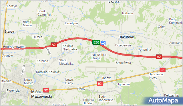 mapa Niedziałka Druga, Niedziałka Druga na mapie Targeo