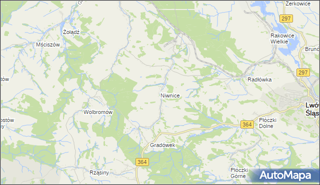 mapa Niwnice, Niwnice na mapie Targeo