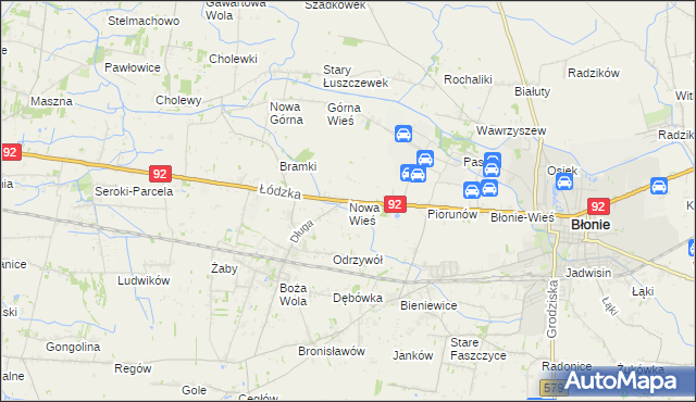 mapa Nowa Wieś gmina Błonie, Nowa Wieś gmina Błonie na mapie Targeo