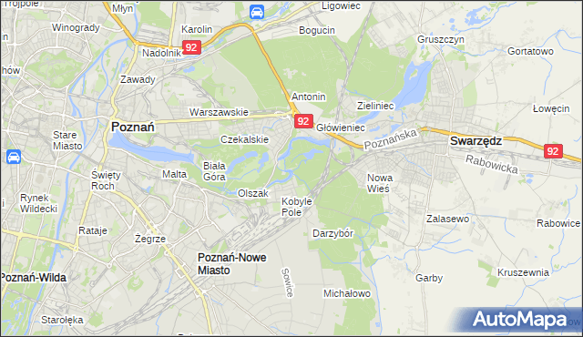 mapa Nowy Młyn gmina Poznań, Nowy Młyn gmina Poznań na mapie Targeo