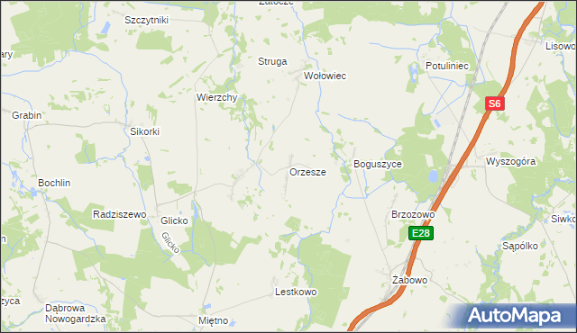 mapa Orzesze gmina Nowogard, Orzesze gmina Nowogard na mapie Targeo