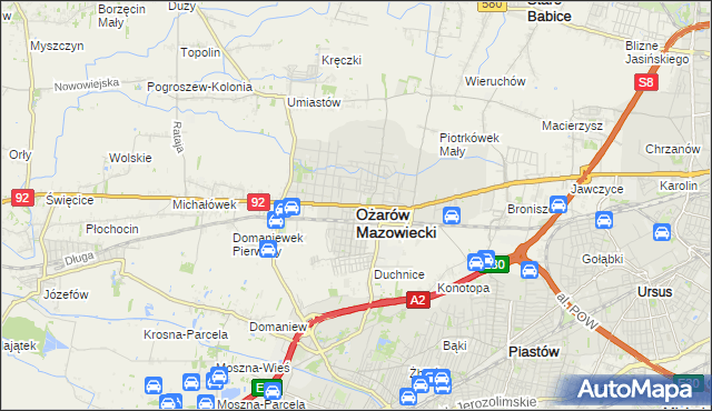 mapa Ożarów Mazowiecki, Ożarów Mazowiecki na mapie Targeo