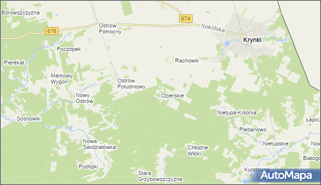 mapa Ozierskie, Ozierskie na mapie Targeo