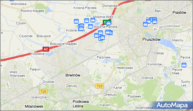 mapa Parzniew, Parzniew na mapie Targeo