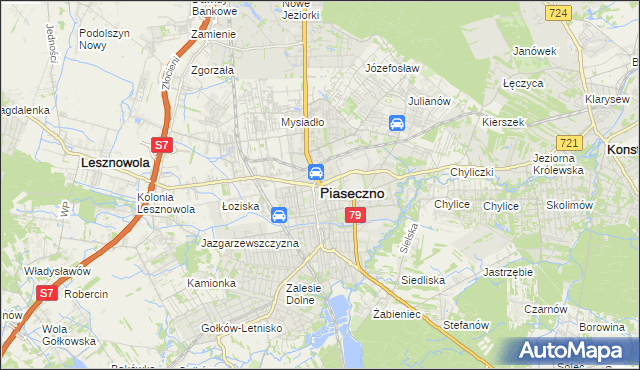 mapa Piaseczno, Piaseczno na mapie Targeo