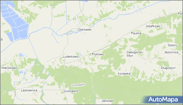 mapa Piotrowo gmina Kcynia, Piotrowo gmina Kcynia na mapie Targeo
