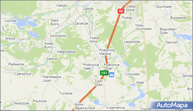 mapa Podkońska Wola, Podkońska Wola na mapie Targeo