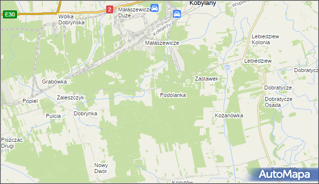 mapa Podolanka, Podolanka na mapie Targeo