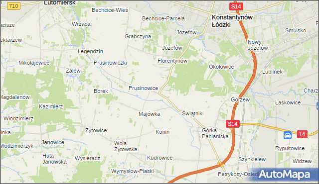 mapa Porszewice, Porszewice na mapie Targeo