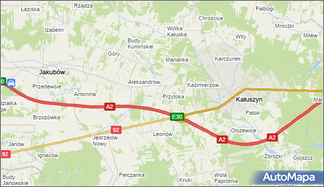 mapa Przytoka gmina Kałuszyn, Przytoka gmina Kałuszyn na mapie Targeo