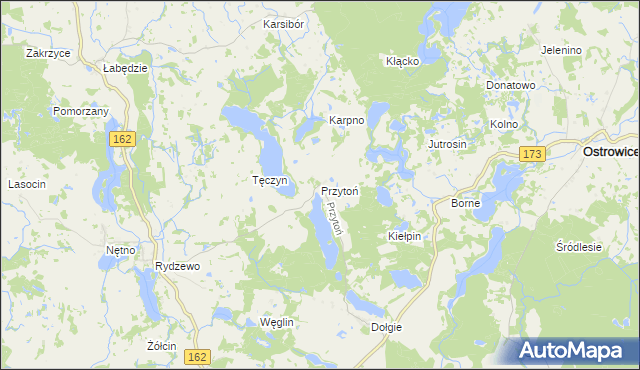 mapa Przytoń gmina Ostrowice, Przytoń gmina Ostrowice na mapie Targeo